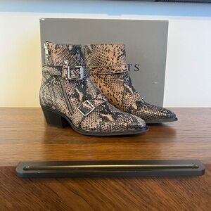 All Saints Snakeskin Leather Ankle Boots